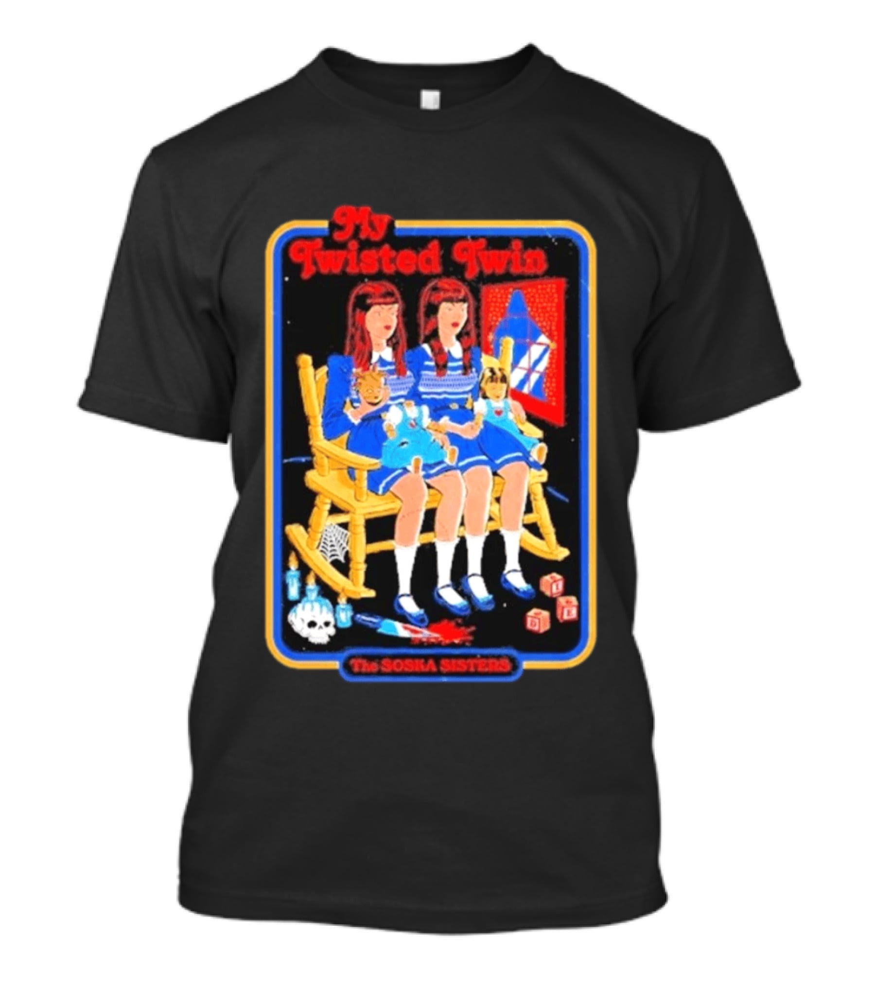 My Twisted Twin The Soska Sisters Horror Creepy Doll Rocking Chair T-Shirt