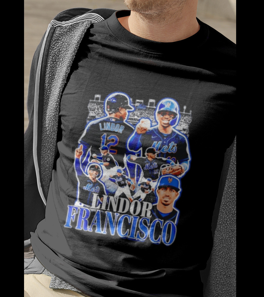 Francisco Lindor Mets 12 MLB Baseball Player Collage T-Shirt