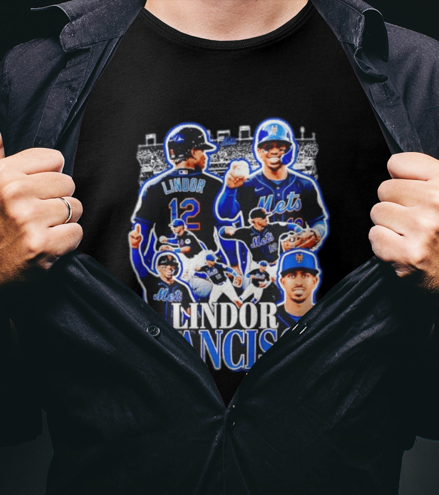 Francisco Lindor Mets 12 MLB Baseball Player Collage T-Shirt