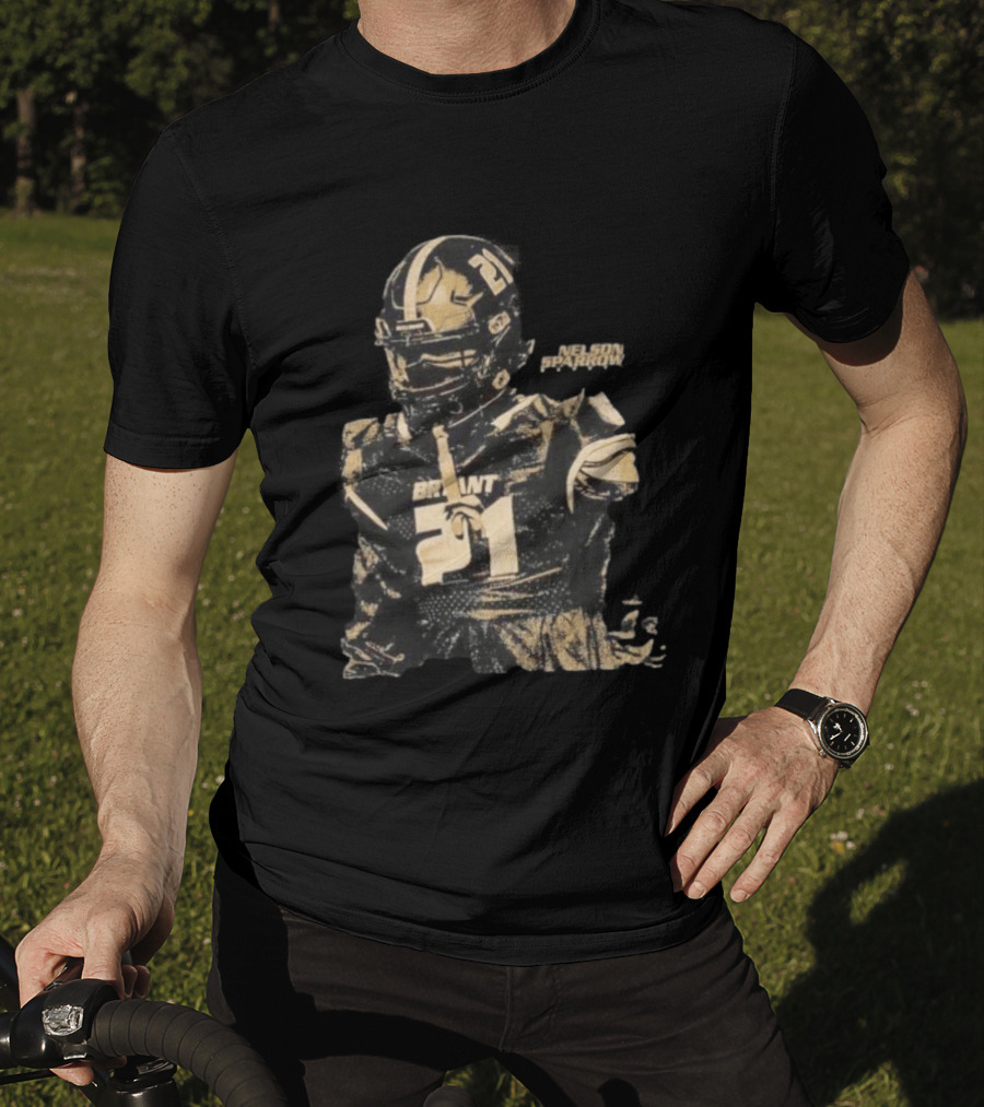 Bryant Bulldogs Nelson Sparrow No 21 Safety Distressed Football T-Shirt