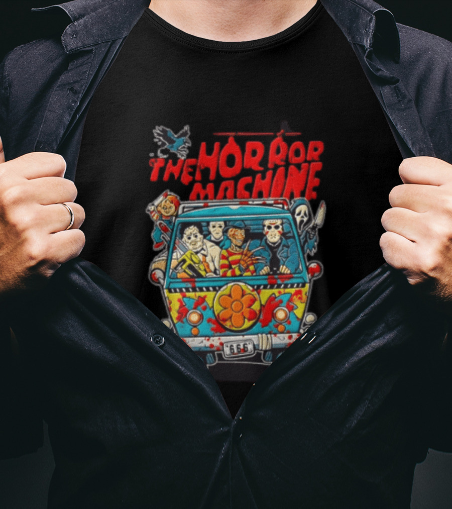 The Horror Machine Halloween Movie Icons Spooky Van Adventure T-Shirt