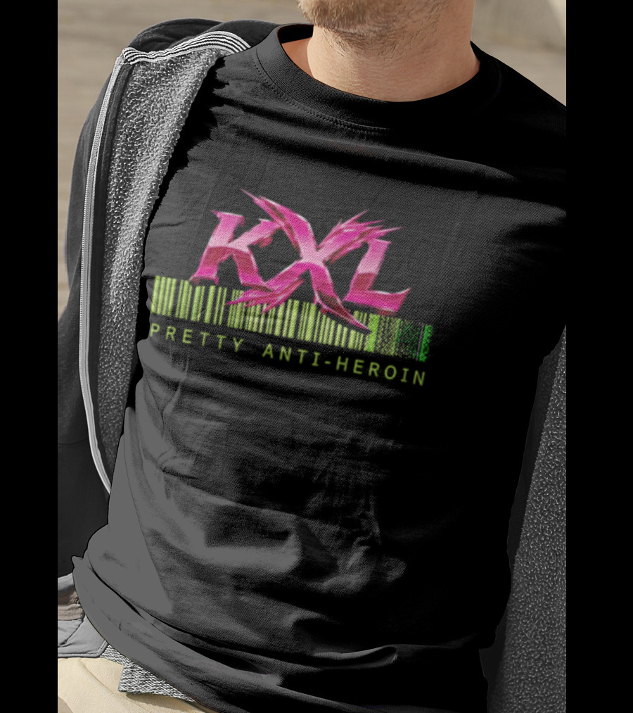 KXL Pretty Anti Heroin Pink Metallic Barcode T-Shirt