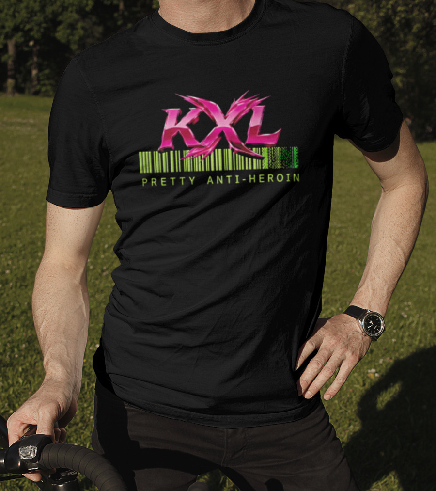 KXL Pretty Anti Heroin Pink Metallic Barcode T-Shirt