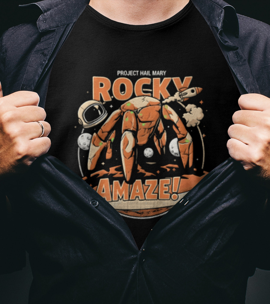 Project Hail Mary Rocky Amaze Alien Creature Space Helmet Rocket T-Shirt