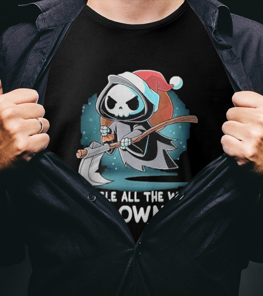 Jingle All The Way Down Grim Reaper Santa Hat T-Shirt