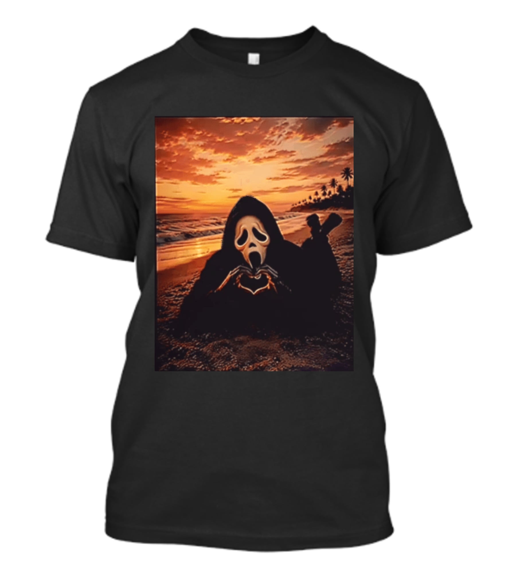 Ghostface Romantic Beach Sunset Valentine's Day Scream Lover T-Shirt