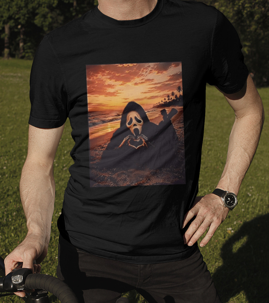 Ghostface Romantic Beach Sunset Valentine's Day Scream Lover T-Shirt
