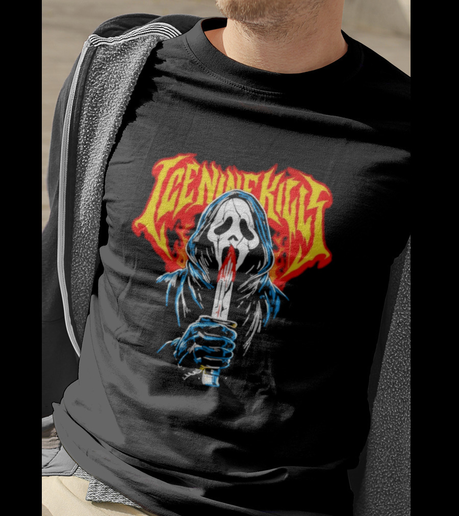 Ice Nine Kills Ghostface Horror Metal Band Red Text Knife T-Shirt