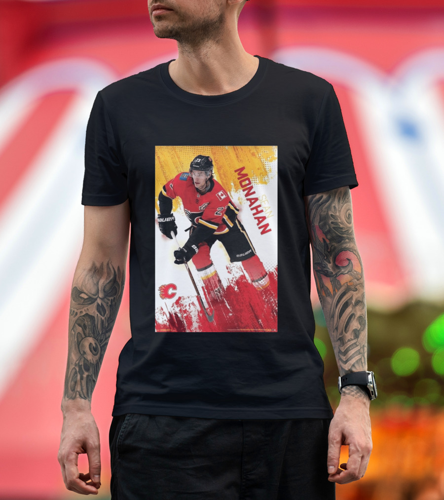 Sean Monahan Calgary Flames NHL Hockey Action T-Shirt