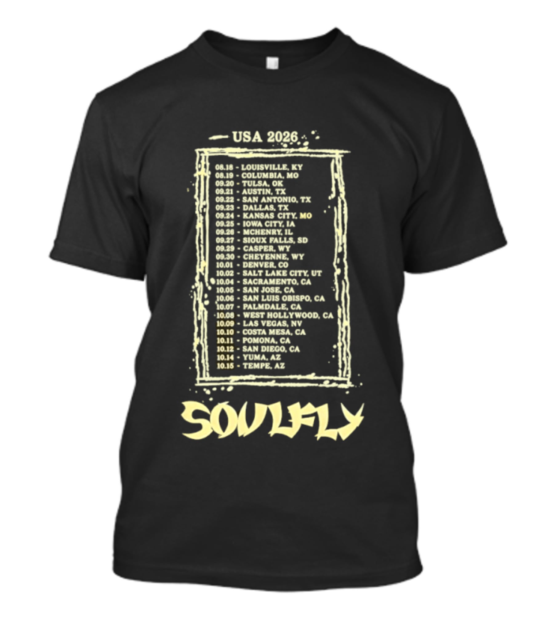 USA 2026 Tour Dates Soulfly T-Shirt