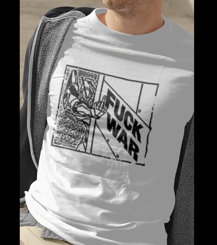 Fuck War Robot Middle Finger Gesture T-Shirt