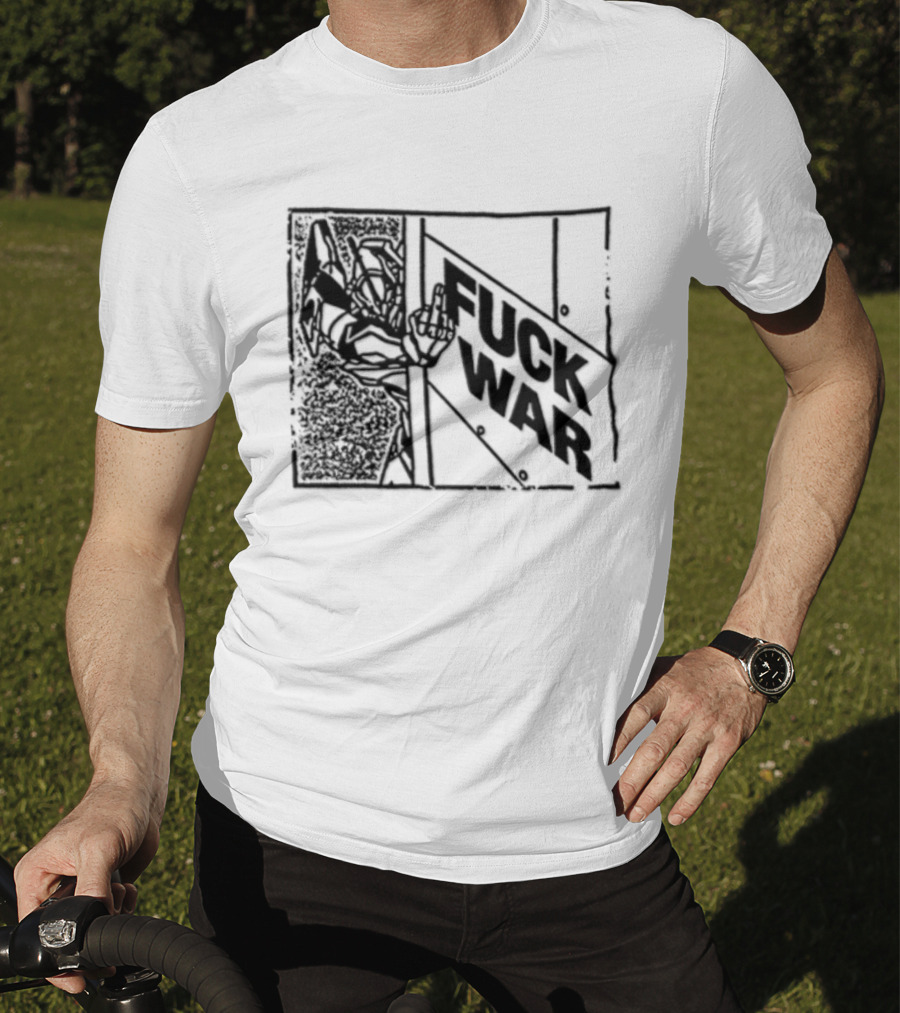 Fuck War Robot Middle Finger Gesture T-Shirt