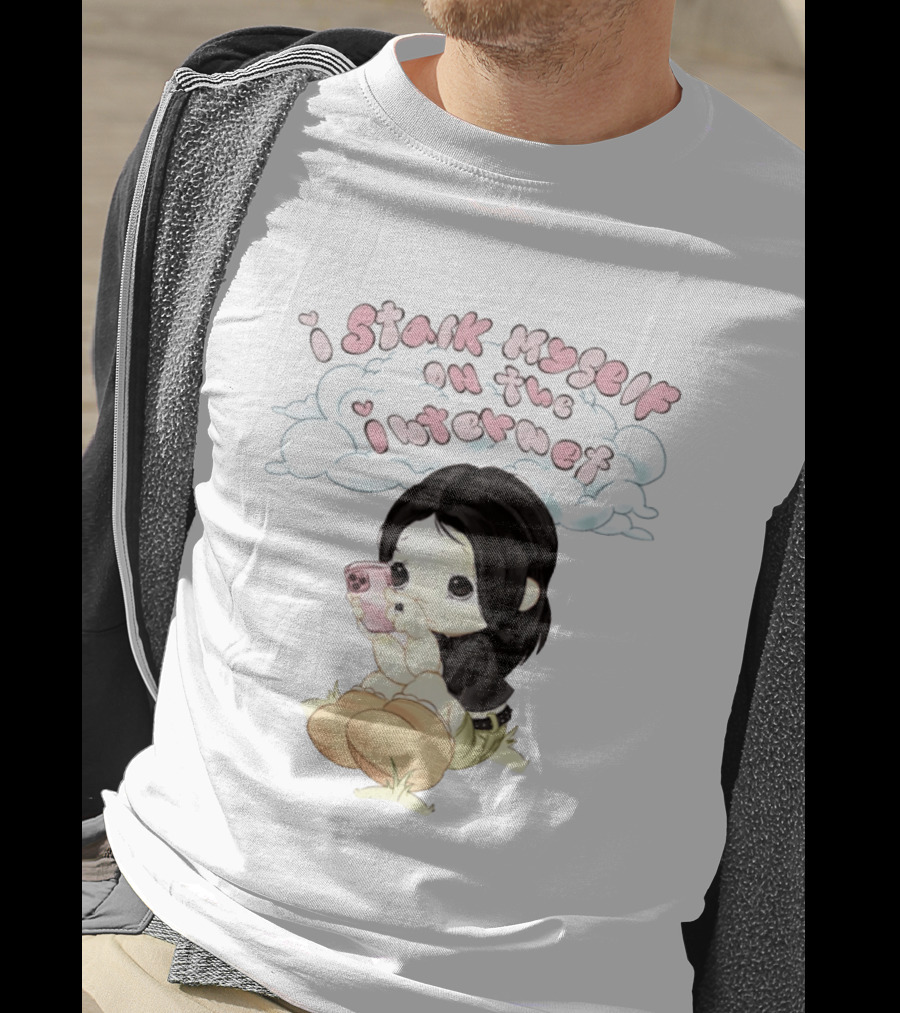 I Stalk Myself On The Internet Cute Cartoon Character With Phone T-Shirt