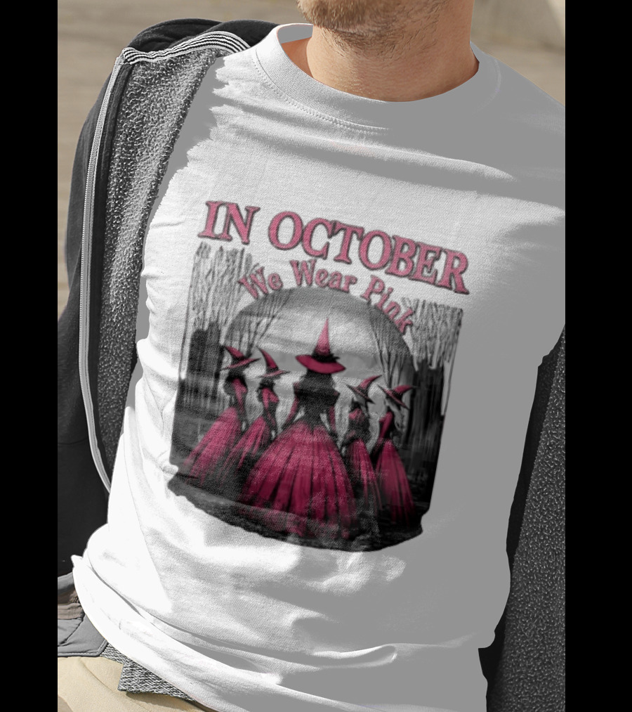 In October We Wear Pink Five Witches Pink Dresses Forest Moon T-Shirt