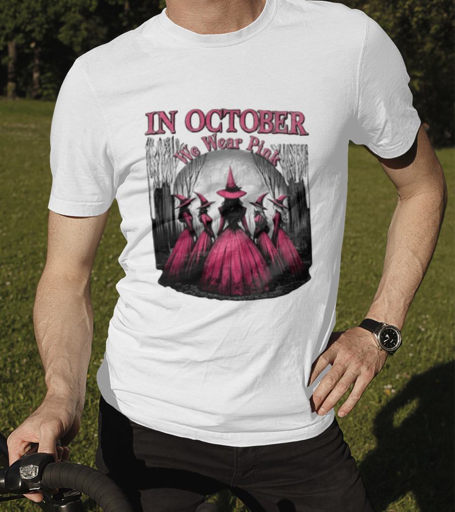 In October We Wear Pink Five Witches Pink Dresses Forest Moon T-Shirt