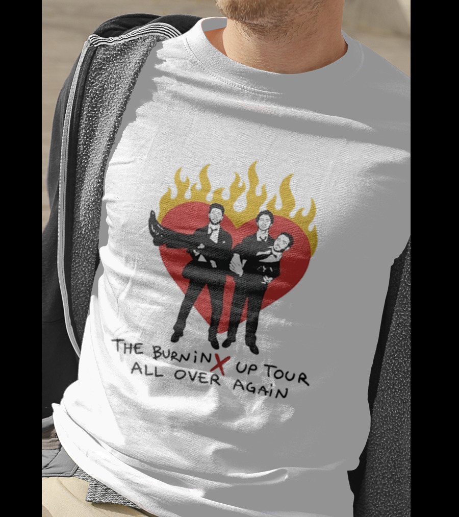 Jonas Brothers Burnin Up Tour All Over Again Fiery Heart Trio T-Shirt