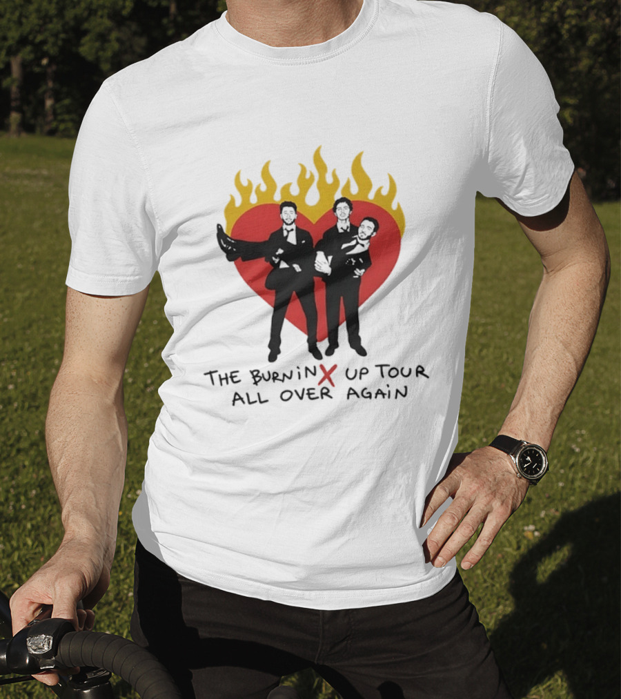 Jonas Brothers Burnin Up Tour All Over Again Fiery Heart Trio T-Shirt