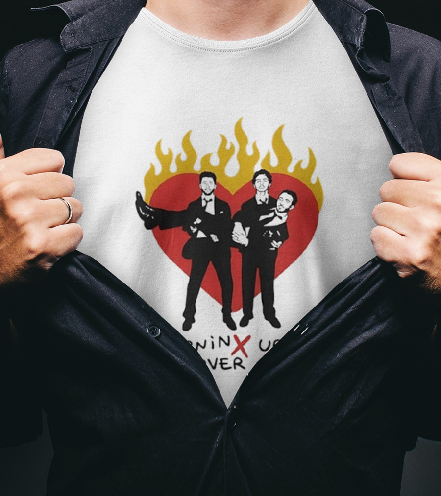 Jonas Brothers Burnin Up Tour All Over Again Fiery Heart Trio T-Shirt