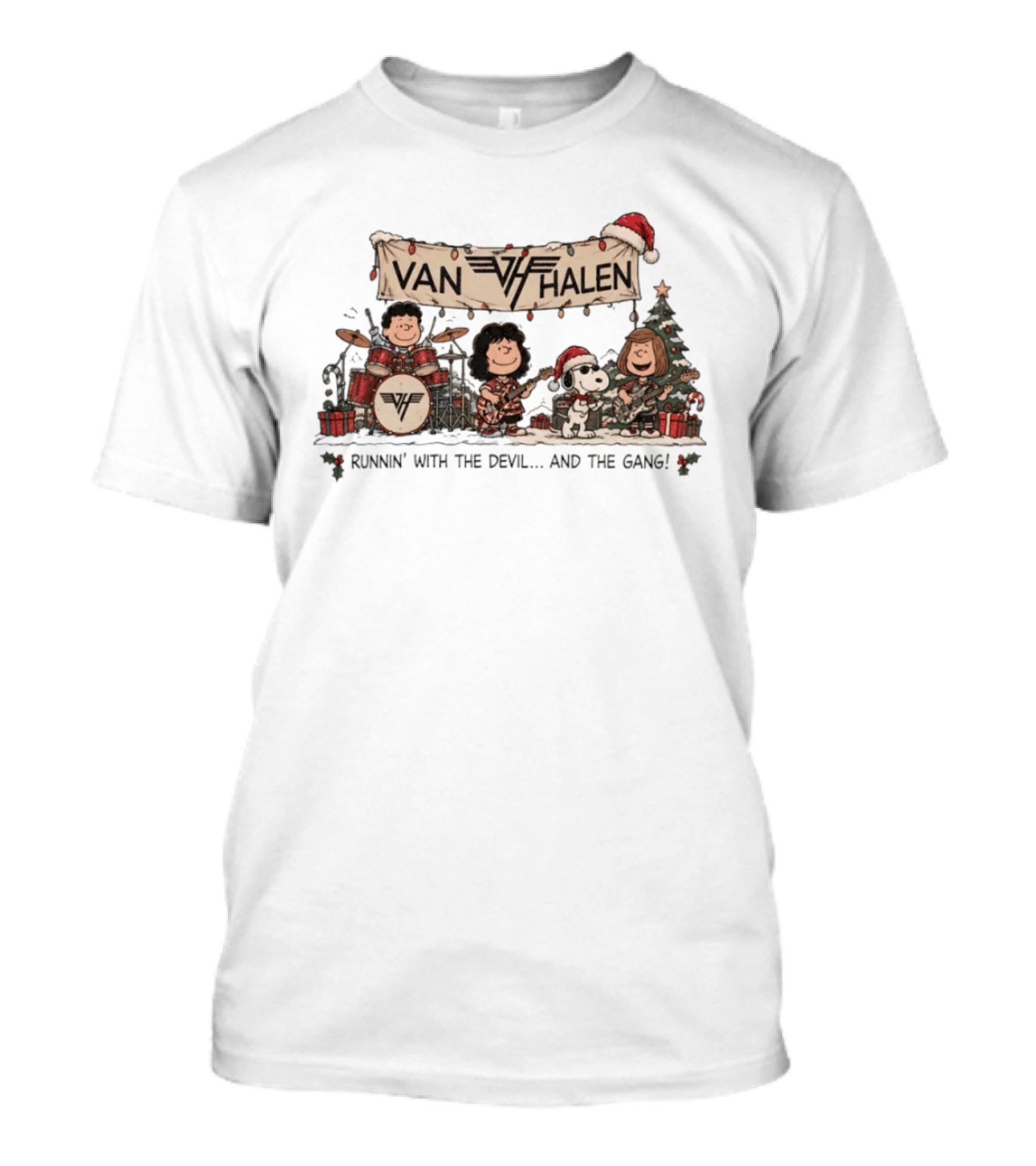 Van Halen Snoopy Peanuts Gang Runnin' With The Devil Christmas T-Shirt