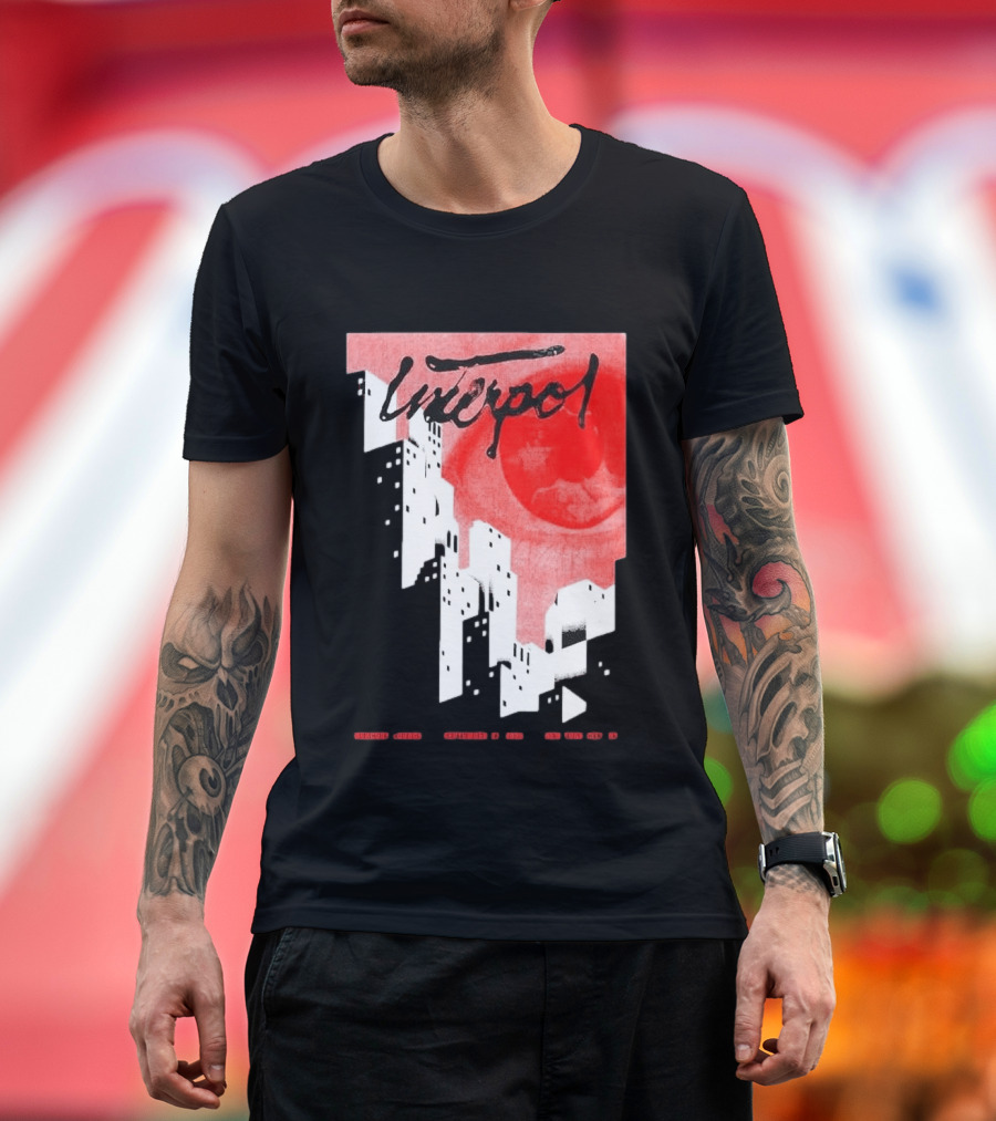 Interpol New York September 27 2026 Tour Cities Skyline Red Moon T-Shirt