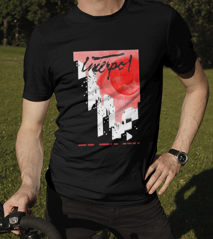 Interpol New York September 27 2026 Tour Cities Skyline Red Moon T-Shirt