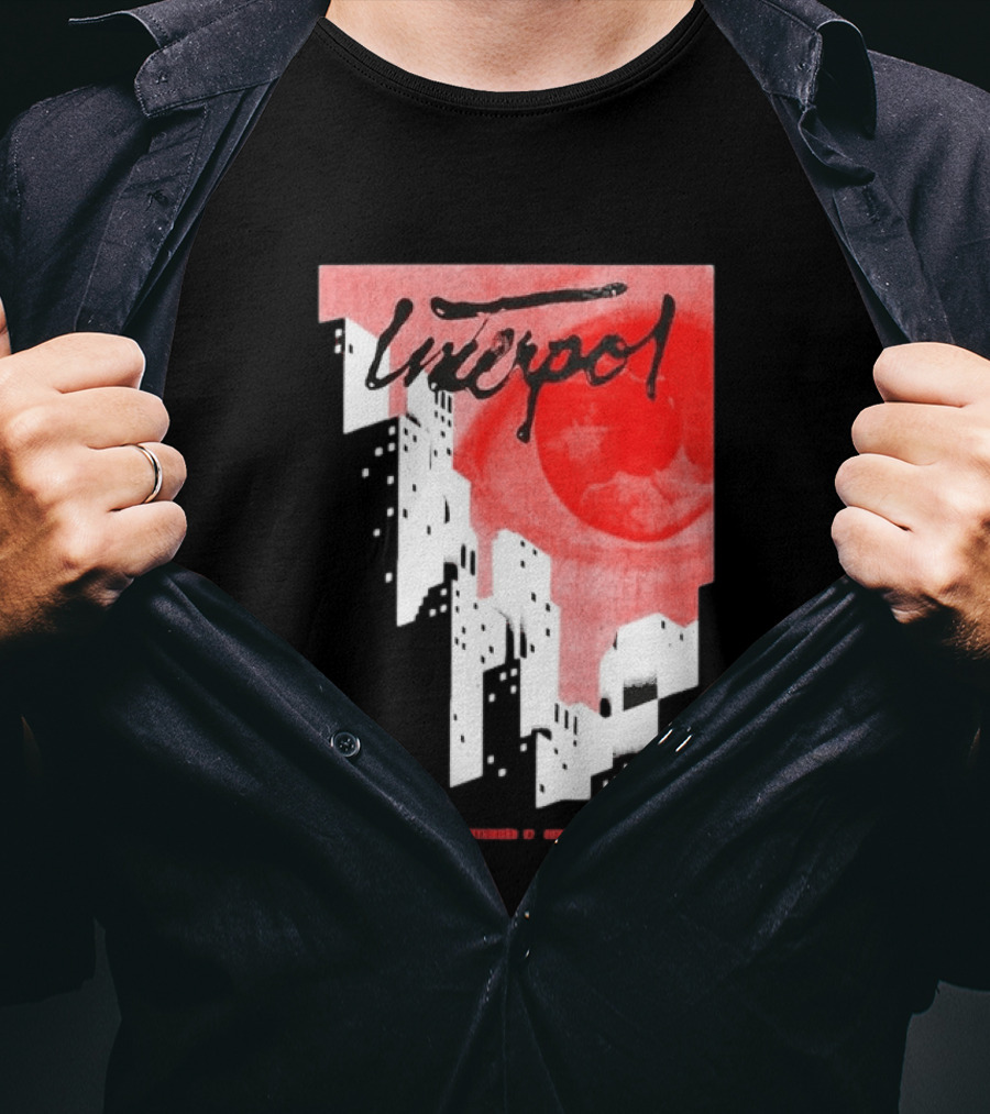 Interpol New York September 27 2026 Tour Cities Skyline Red Moon T-Shirt