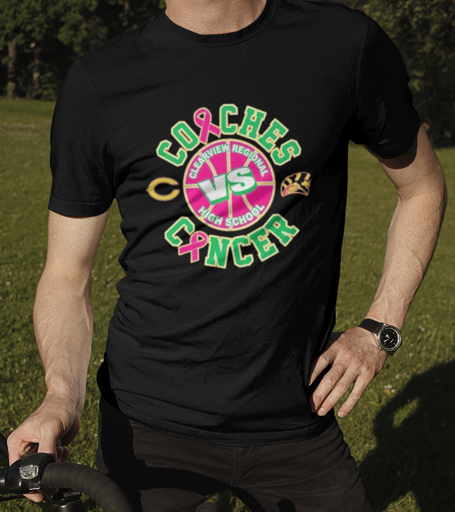 Clearview Regional High School Coaches Vs Cancer Basketball Pink Ribbon Event T-Shirt