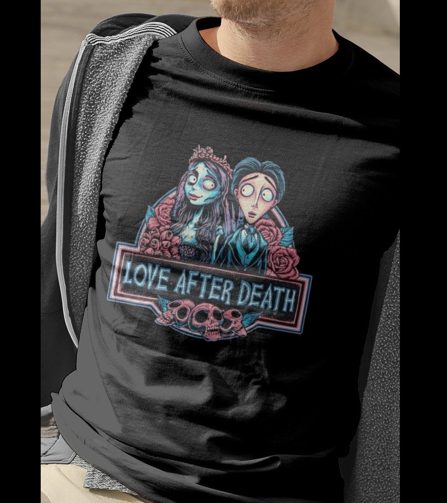 Corpse Bride Love After Death Tim Burton Roses Skulls T-Shirt