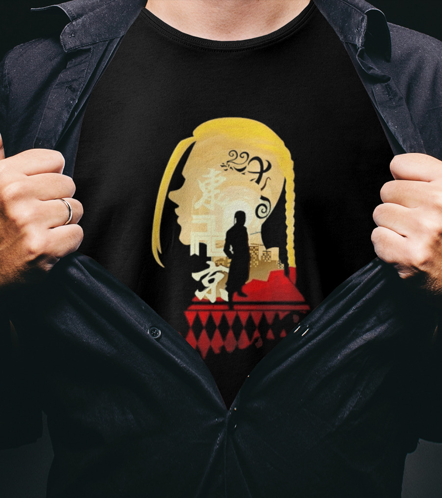Ken Ryuguji Tokyo Revengers Draken Silhouette Art Japan Cityscape Hair T-Shirt