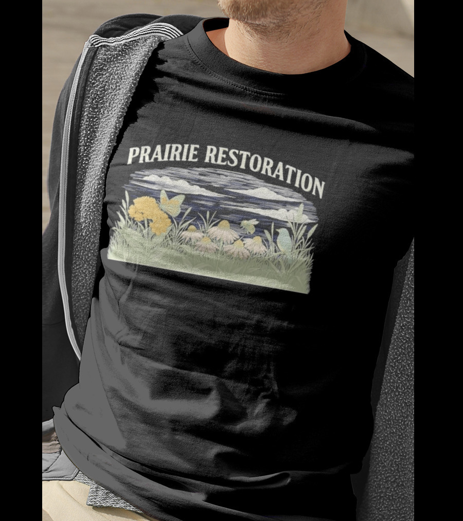 Prairie Restoration Butterfly Hummingbird Wildflowers Botanical Wildlife T-Shirt
