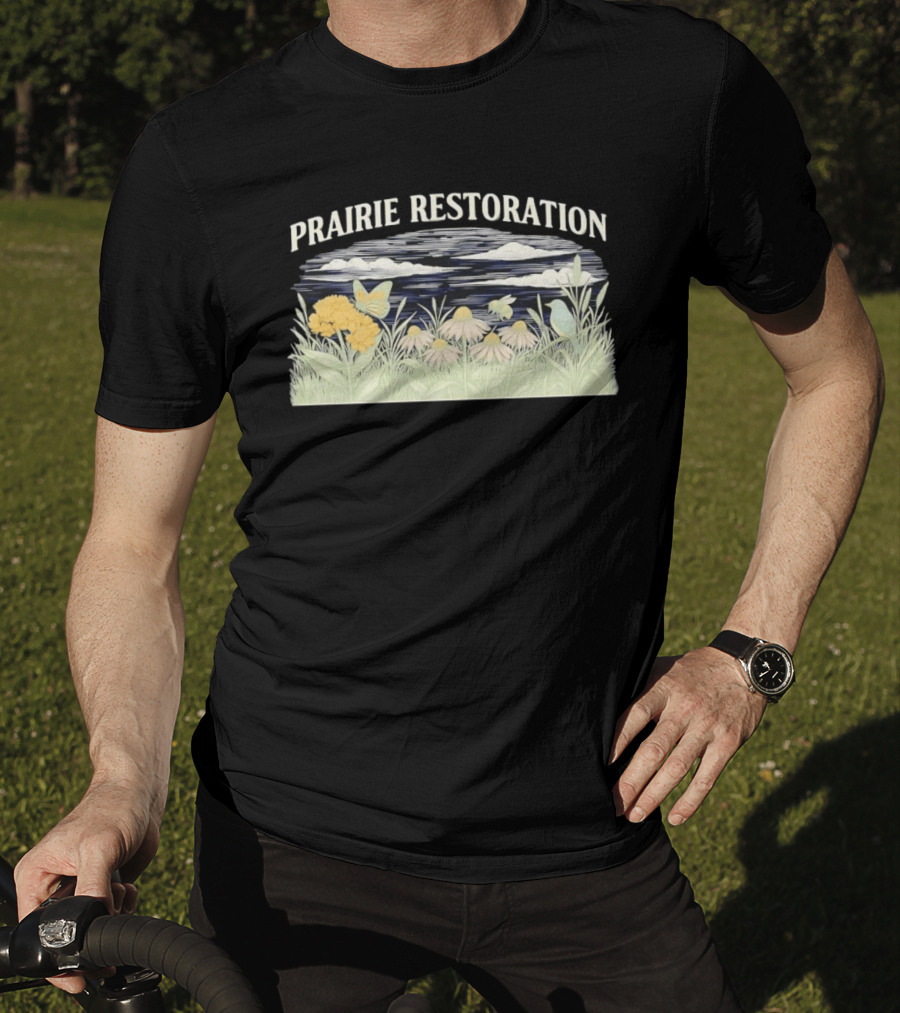 Prairie Restoration Butterfly Hummingbird Wildflowers Botanical Wildlife T-Shirt