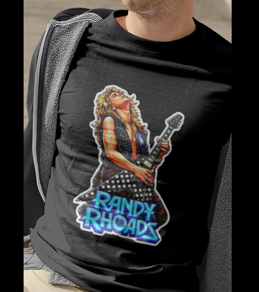 Randy Rhoads Polka Guitar Blonde Guitarist Playing T-Shirt