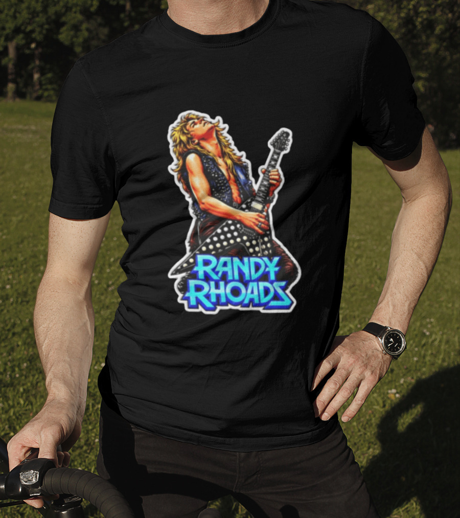 Randy Rhoads Polka Guitar Blonde Guitarist Playing T-Shirt
