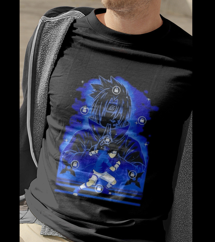 Sasuke Uchiha Naruto Anime Ninja Sharingan Chidori Jutsu T-Shirt