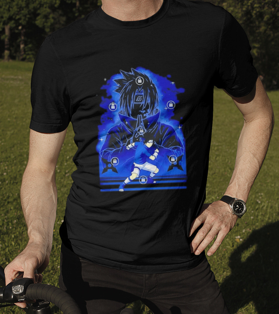 Sasuke Uchiha Naruto Anime Ninja Sharingan Chidori Jutsu T-Shirt