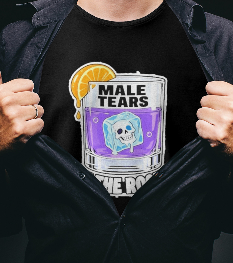 Male Tears On The Rocks Skull Ice Cube Glass Orange Slice T-Shirt