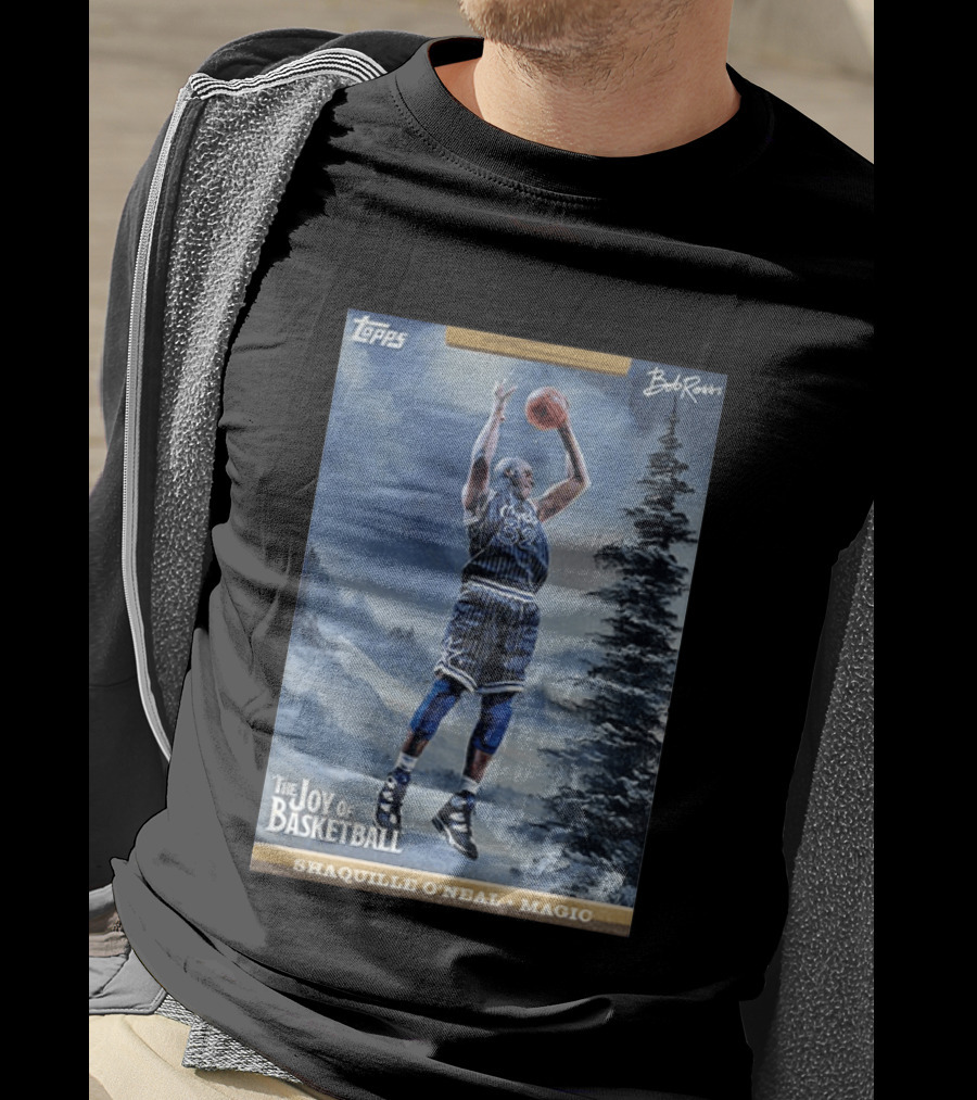 Shaquille O'Neal Magic Topps Bob Ross The Joy Of Basketball Card T-Shirt