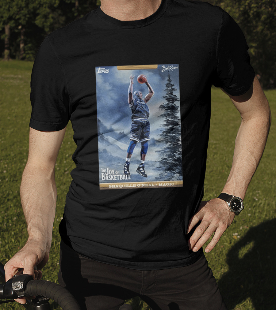 Shaquille O'Neal Magic Topps Bob Ross The Joy Of Basketball Card T-Shirt