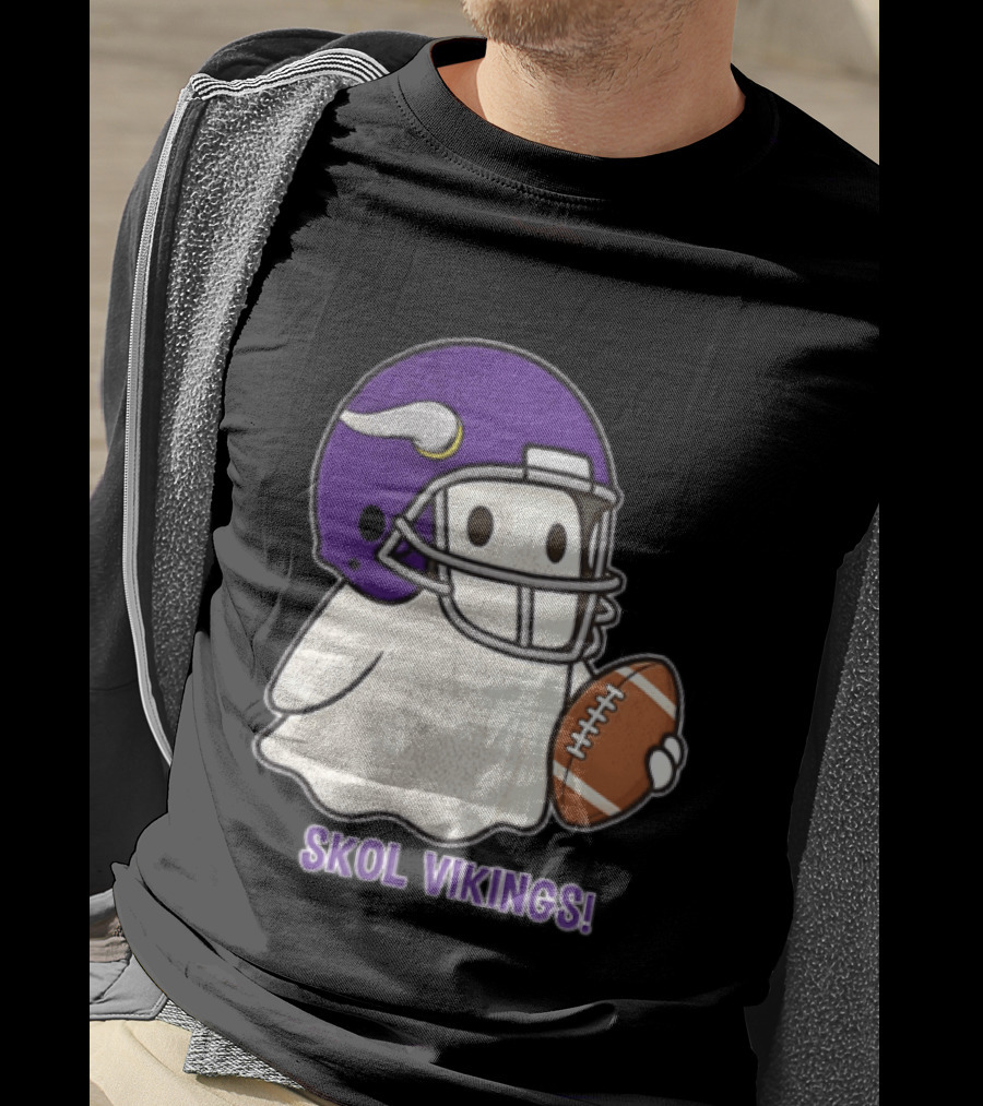 Minnesota Vikings Skol Vikings Ghost Purple Football Helmet T-Shirt