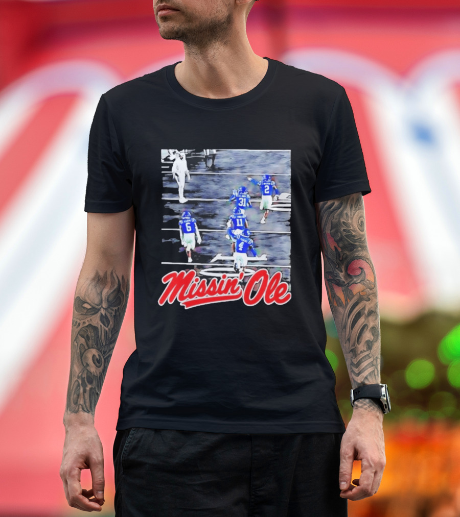 Missin' Ole Mississippi Rebels Football Players In Action T-Shirt