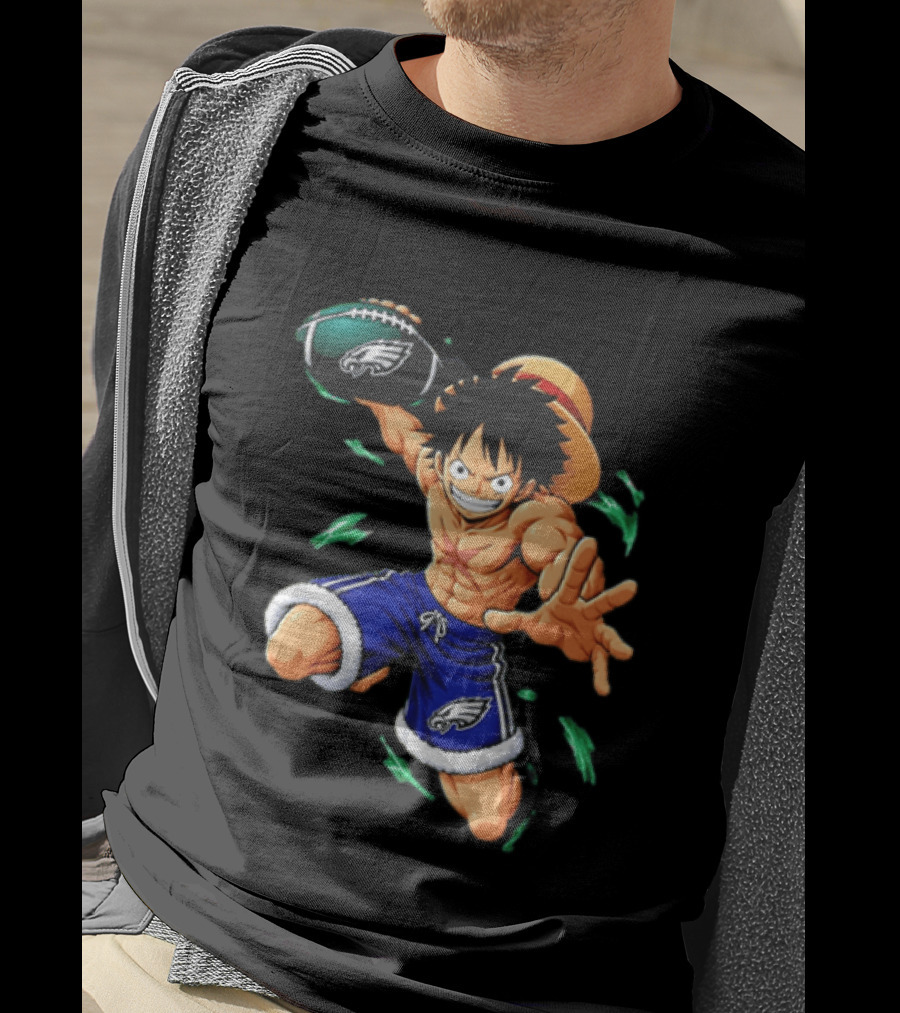 Monkey D. Luffy Philadelphia Eagles Football Anime T-Shirt