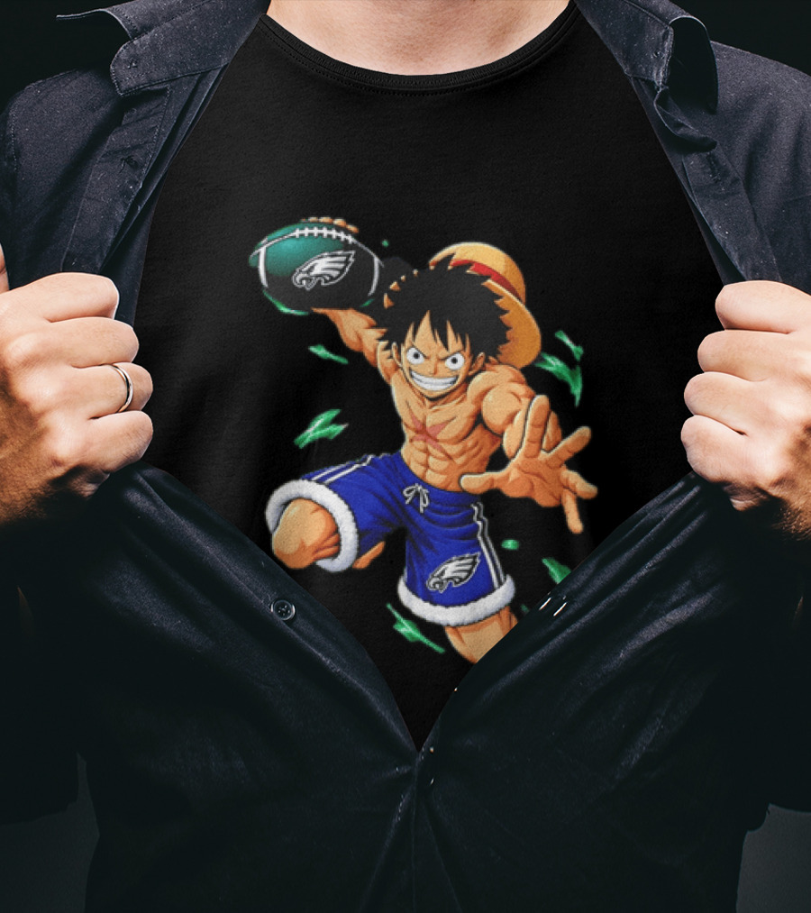 Monkey D. Luffy Philadelphia Eagles Football Anime T-Shirt