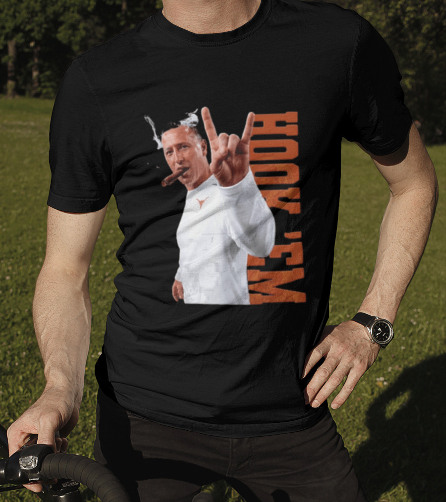 Steve Sarkisian Texas Longhorns NCAA Hook Em Smoking Cigar T-Shirt