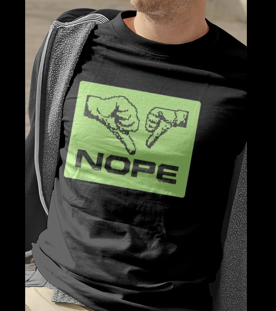 Nope Thumbs Down Pixel Art Dislike Expression T-Shirt