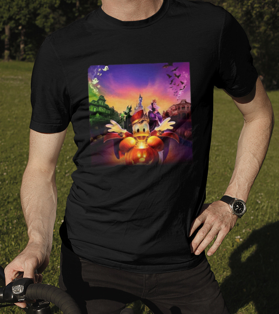 2026 Disney Halloween Festival Disneyland Paris With Haunted Mansion And Donald Duck T-Shirt