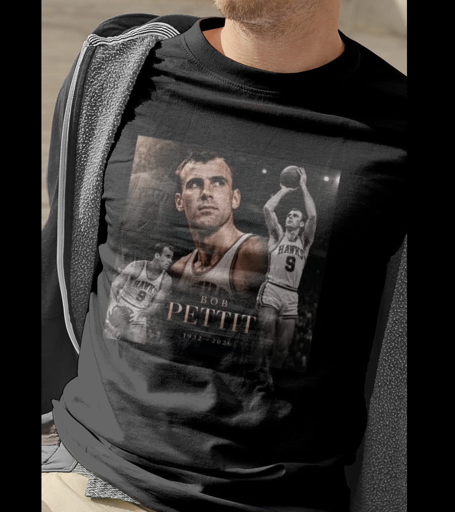 Bob Pettit 1932 2026 Basketball Legend Tribute Hawks Number 9 T-Shirt