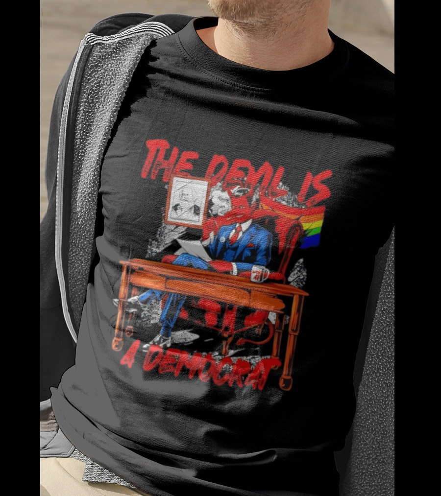 The Devil Is A Democrat With Woke AF Rainbow Flag Suit T-Shirt