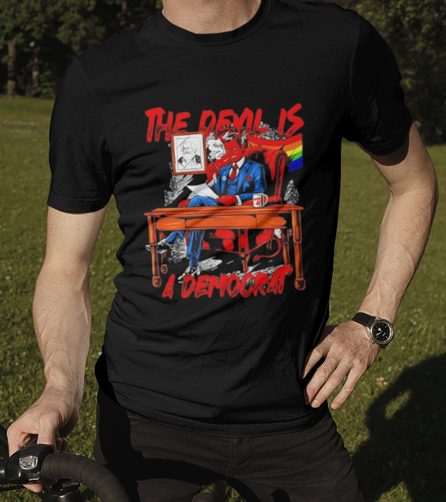 The Devil Is A Democrat With Woke AF Rainbow Flag Suit T-Shirt