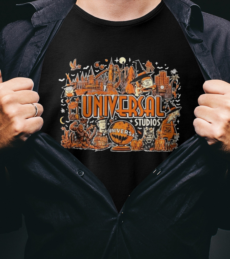 Universal Studios Halloween Horror Nights Trick Or Treat Monsters And Roller T-Shirt