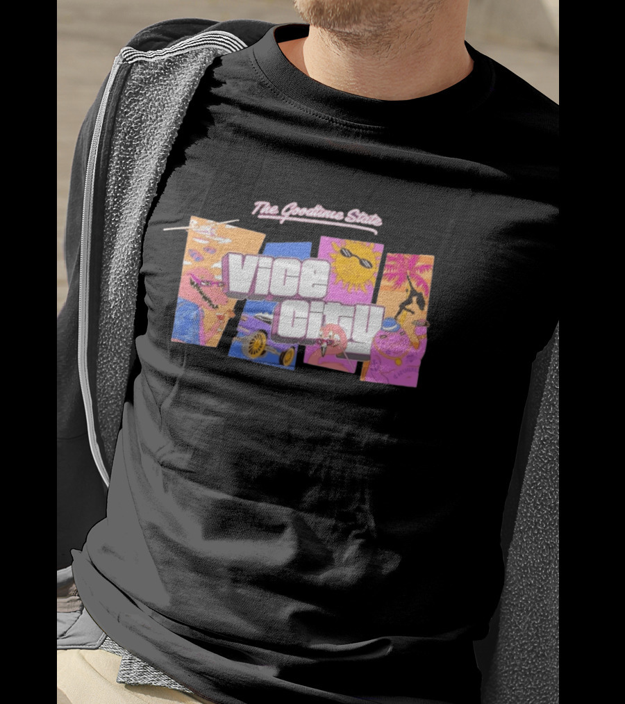 The Goodtime State Vice City Chunker Gaming Retro Tropical T-Shirt